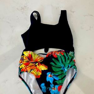 Floral one piece swimsuit girls large